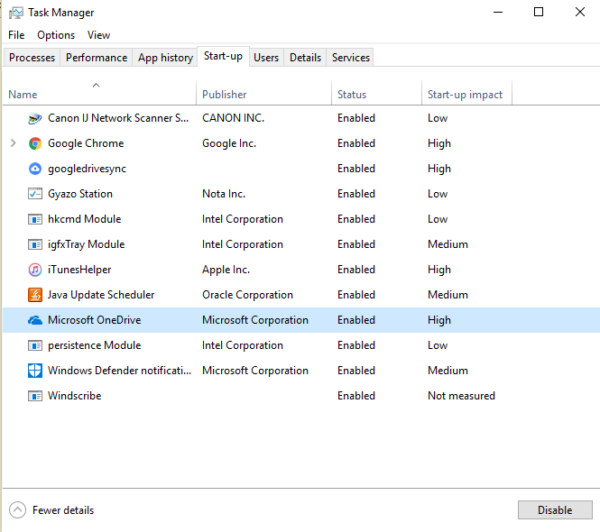 Disable Start UP Programs