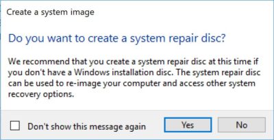 Create system repair disk